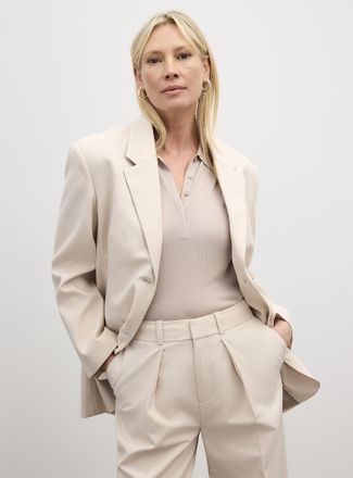 Contemporaine Womens Wool-blend piqu&eacute; loose jacket