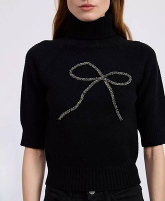 En Saison Merrill Bow Sweater In Black