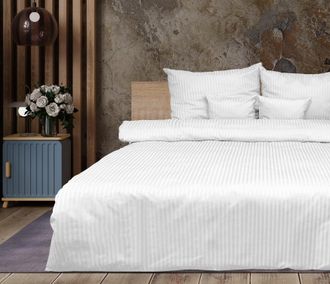 OEM Ropa De Cama Damasco Blanco Rayas 1 Cm 220x200 +2x70x80 Matex