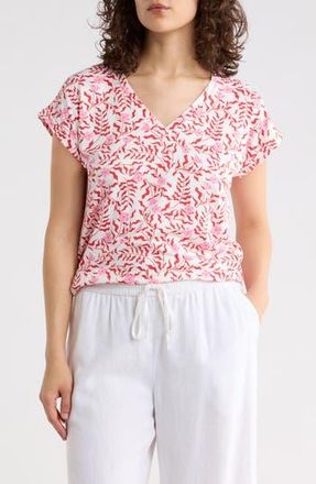 Bobeau Print Butter Top in Cayenne Red at Nordstrom Rack, Size X-Large