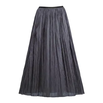 Roberto Collina Maxi Skirts, female, Gray, Size: L Pleated Maxi Skirt