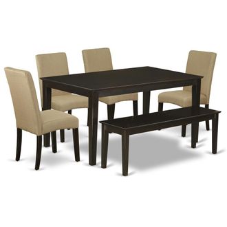East West Furniture Dining Room Set Cappuccino, CADR6-CAP-03