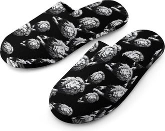 Generic Lion with Forests Mens Flannel Slipper Soft Comfy House Shoes Non Slip Winter Warm Indoor Outdoor Slippers