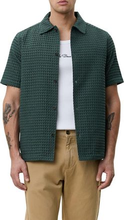 Les Deux Check Cotton Seersucker Button-Up Shirt in Pine Green at Nordstrom, Size Xx-Large