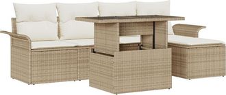 vidaXL Vidaxl - Garden Sofa Set with Cushion 6 pcs Beige Poly rattan