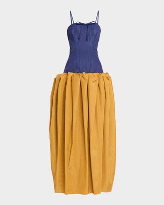 Rosie Assoulin Fifi Drop-Waist Spaghetti Strap Bubble Gown