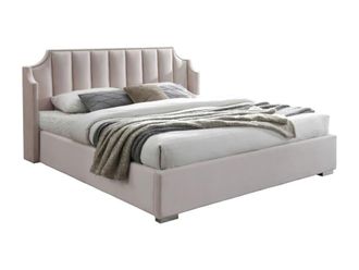 VENTE-UNIQUE.COM Cama con canap&eacute; abatible terciopelo rosa palo 180 x 200 cm