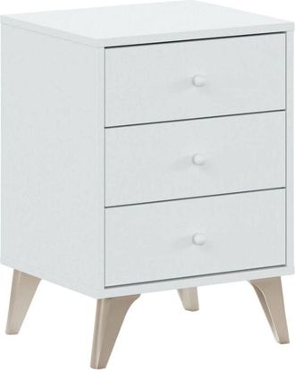 No Brand Comodino 40x33,5x56 cm bianco opaco con 3 cassetti - Genova