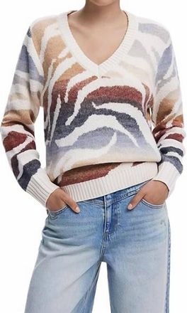 Desigual Jers Wasilla Thick Gauge Sweater In Cream