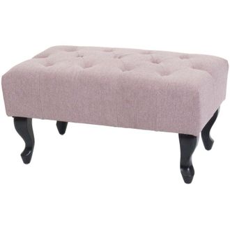 Hhg Pouf poggiapiedi ottomano stile vittoriano Chesterfield 39x77x47cm tessuto rosa