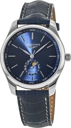 Longines Master Collection Moonphase Automatic Blue Dial Leather Strap Mens Watch L2.919.4.92.0