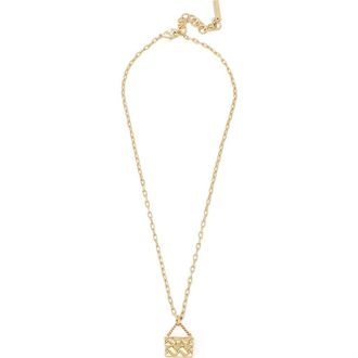 Kurt Geiger Quilt Kensington Bag Pendant Necklace in Gold at Nordstrom