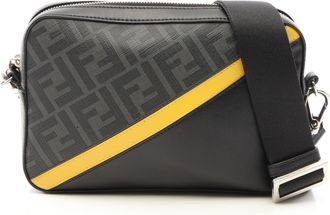 Fendi Black Gray Yellow Coated Canvas Leather Handbag Shoulder Bag (Pre-Owned)