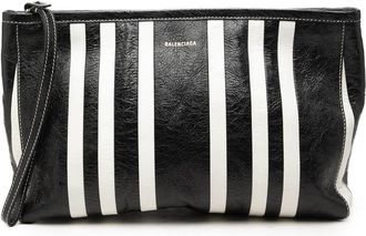 Balenciaga Pre-owned Balenciaga Small Lambskin Barbes Striped Patwork Zip Pouch Ladies YNGFID8CJ5YIOWRU