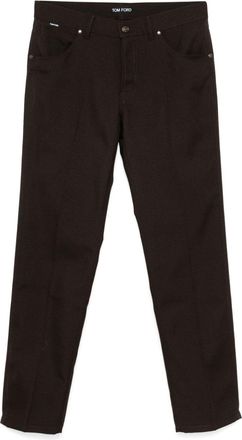 Tom Ford twill trousers - men - Polyester/Cotton/Virgin Wool - 34 - Brown