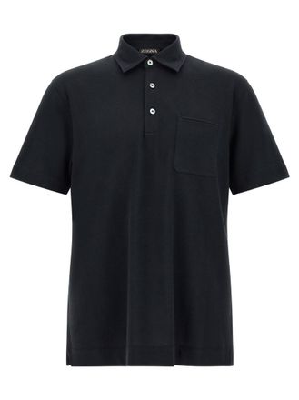 Ermenegildo Zegna Blue Shirt Collar Polo