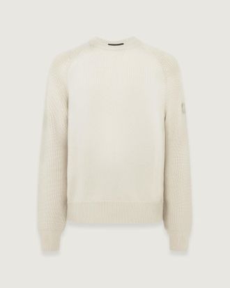 Belstaff Aspect Crewneck Jumper Mens Merino Wool Silver Birch Size 3XL