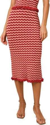 Solid & Striped The Diana Wavy Stripe Knit Midi Skirt in Rooftop Red at Nordstrom, Size X-Large