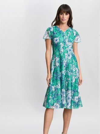 Gina Bacconi Womens Billy Floral Dress - Green - Size 12 UK