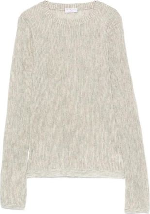 Brunello Cucinelli Mfr493710 Slim-Fit Ronde Hals Trui - Dames - Truien - Grijs - Maat: S
