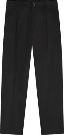 Olaf Hussein Regular Pantalon met Plooi - Heren - Straight fit broeken - Zwart - XL - Katoen - Broeken