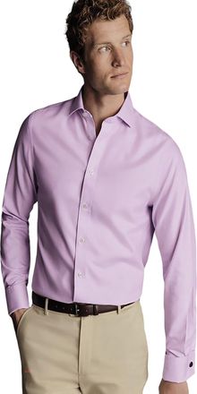 CHARLES TYRWHITT Mens Non-Iron Clifton Weave Cutaway Slim Fit Shirt Double Cuff