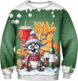 Generic Christmas Sweatshirt for Men Without Hood, Christmas-Jumper Men Large Sizes, Christmas-Jumper Ugly with Christmas Print Casual Christmas-Sweater Casua