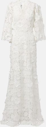 Monique Lhuillier Abito da sposa in pizzo con stampa floreale