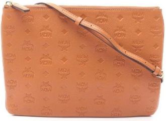 MCM Pre-owned Cross Body Bags, female, Brown, Size: ONE SIZE Pre-owned Leather shoulder-bags