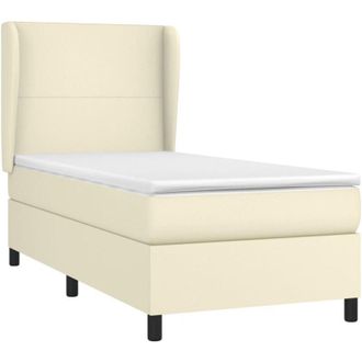 vidaXL Cama Box Spring Con Colch&oacute;n Cuero Sint&eacute;tico Crema 90x190 Cm Vidaxl