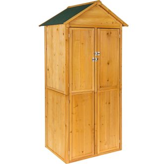 TecTake Garden Shed with Pitch Roof - impregnated wood, Bitumen roofing felt in Brown | Size: Large