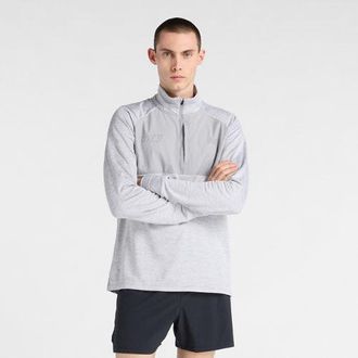 New Balance Mens London Edition RC Essential Heat Grid Half Zip in Grey Polyester, size X-Large