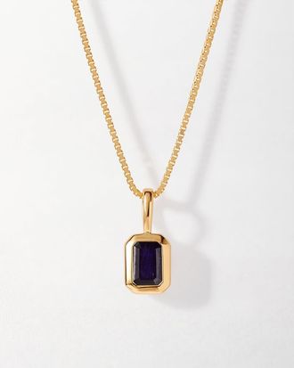 Edge of Ember Deco Birthstone Necklace in Blue Sapphire (September) at Nordstrom, Size 16
