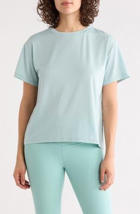 Zella Inspired Knit Activewear T-Shirt in Teal Tide at Nordstrom Rack, Size X-Small