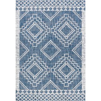 Jonathan Y Designs Marokko Diamond Medallion Indoor/Outdoor Area Rug in Blue/ivory at Nordstrom, Size 4Ft 0In X 6Ft 0In