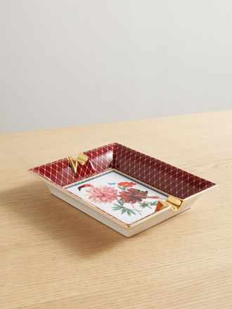 La DoubleJ + Beto Val Gold-plated Porcelain Ashtray - Red