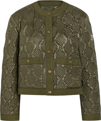 Moncler Libellule Quilted Geometric Nylon Jacket - Olive - 3 (UK 14 / L)
