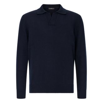Boggi Milano Truien & Vesten, Heren, Blauw, XL, Wol, Gebreide Merinowol Polo Shirt