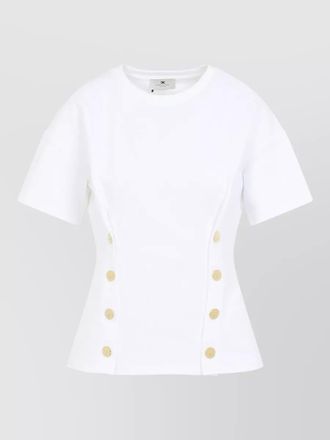 Elisabetta Franchi crew neck fitted top gold buttons