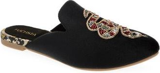 Fuchsia Embroidered Serpent Pointed Toe Mule in Black at Nordstrom, Size 12