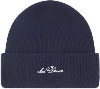 Les Deux logo-embroidered ribbed beanie - men - Wool - One Size - Blue