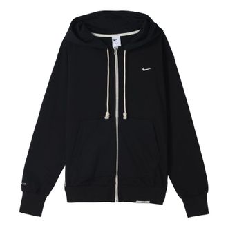 Nike Mens Nike Solid Color Printing Logo Zipper Hooded Running Gym Jacket Black DQ5817-010