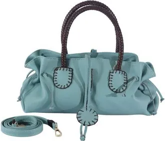 Carlos Falchi Mini Satchel Leather Bag in Teal at Nordstrom