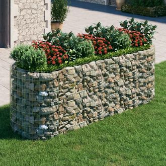 Berkfield Home Gabion Raised Bed Galvanised Iron 300x100x100 cm in Silver | Size: 300 x 100 x 100 cm