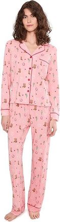 PJ Salvage Whimsy Pajama Set Womens Pajama Sets Petal Pink : LG (US 10-12), Cotton/Jersey/Modal