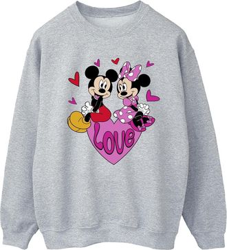 Disney Dames/Dames Love Hearts Mickey & Minnie Mouse Sweatshirt (Sportgrijs)