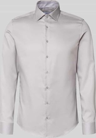 Seidensticker Slim Fit Business Hemd aus Baumwolle mit Kentkragen in Silber, Größe 38