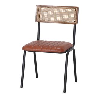 MisterWils Silla De Metal Y Piel Vancouver - Naturale,negro - 88x52x53