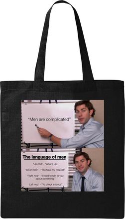 Generic Men are complicated funny meme Natural Ecological Cotton Tote Bag Black