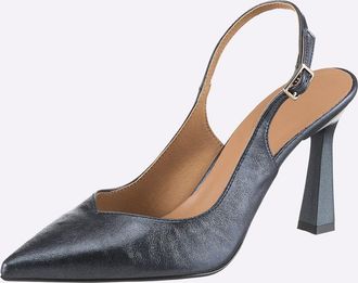 Heine Slingpumps HEINE, Damen, Gr. 36, marine, metallicfarben, Textil, Schuhe Slingpumps